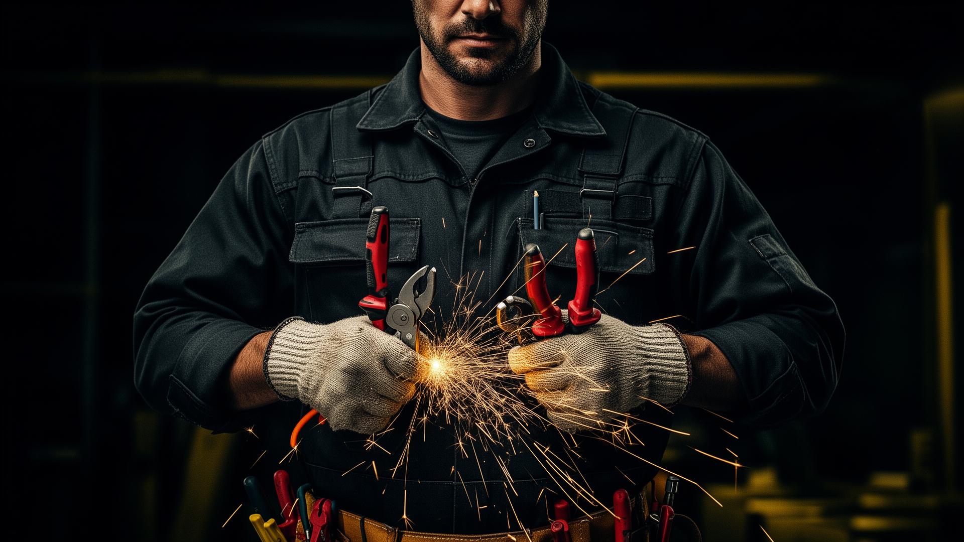 Wy Wurry electrician at work with sparks flying
